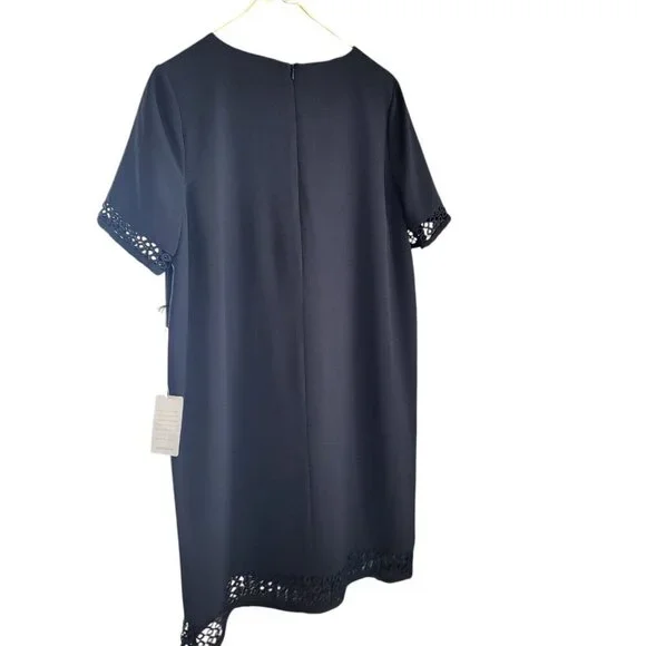 Felicity & Coco Women's Black Short Sleeve Dress with Circle Eyelet Design XL - Picture 2 of 4